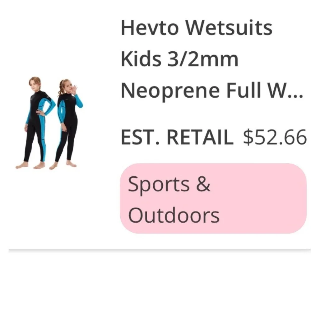 Hevto Kids 3/2mm Neoprene Full Wetsuit Black Cyan Blue Size 14 Thermal Swimsuit